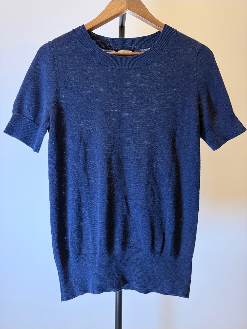 J. Crew Navy Short-Sleeve Knit Sweater | Size M